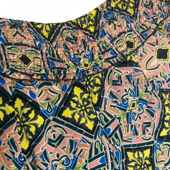 EARTHBOUND Boho Multicolor Floral Wide leg Crop Trousers Fits M-L - Picture 4 of 6